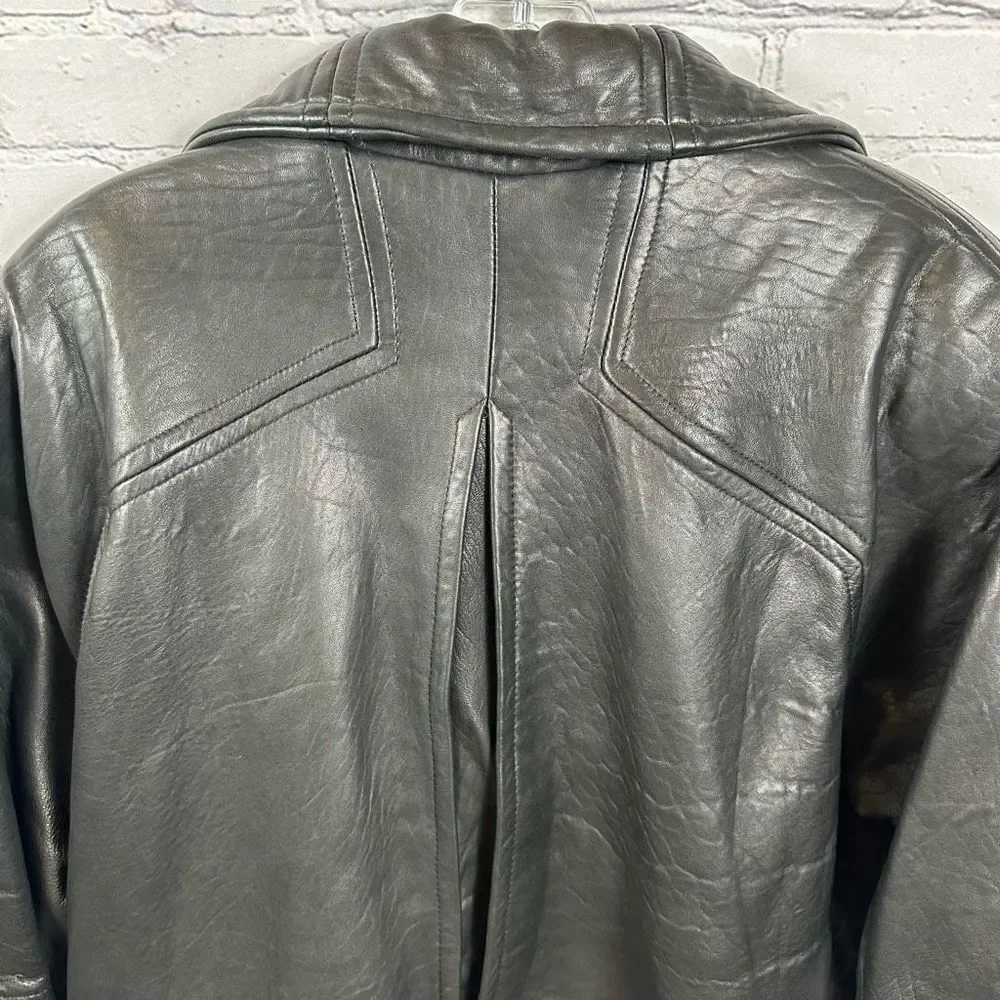 Andrew Marc Mens Lined Leather Jacket Buttery Soft Black Back Stitching Detail M